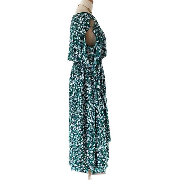 MISA Los Angeles Floral Ruffle Open Sleeve Tiered Maxi Dress green size medium M - Picture 6 of 8